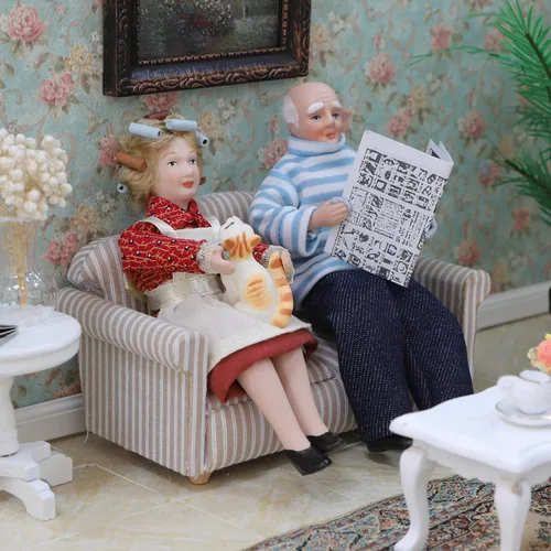 iland Casa de muñecas Gente para 1 12 Escala Accesorios Miniatura Muñecas de 6 pulgadas para Casa de Muñecas Pequeñas Figuras de Personas Pequeñas