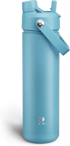 Vista 143 de Botella de agua aislada con popote para niños, botella de agua de acero inoxidable de 12 onzas con boquilla doble, a prueba de fugas, sin BPA, al