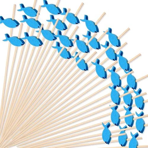 Vista 2 de 200 palillos largos de cóctel, palillos de dientes de bambú para aperitivos, frutas, alimentos, brochetas para bebidas, postres, bodas, fiestas