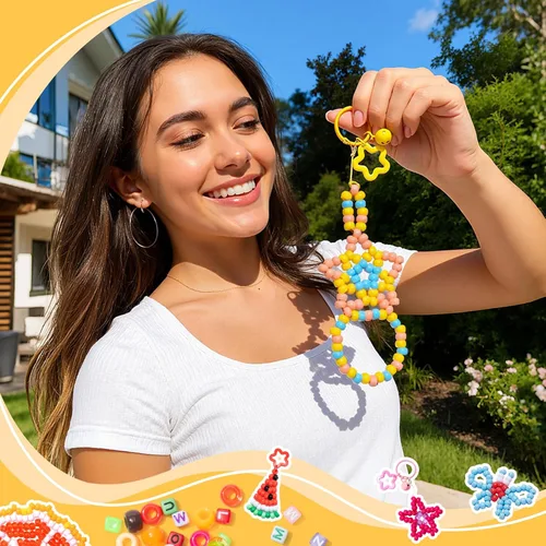 Vista 9 de Simetufy 3600 cuentas de poni a granel, 24 colores surtidos, cuentas de plástico arcoíris para trenzar el cabello, pulseras de amistad