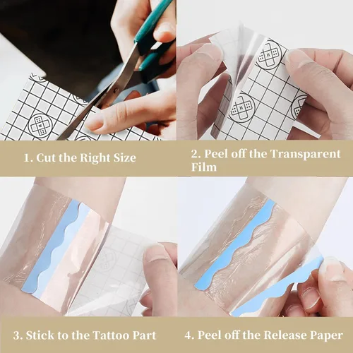 Vista 5 de CONVELIFE Vendaje de cuidado posterior del tatuaje, 6 pulgadas x 12 yardas de curación de parche de tatuaje, película protectora transparente
