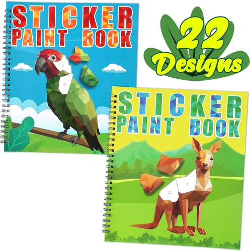 Vista 14 de 90shine 2 piezas de libros de pegatinas para niños de 4 a 8 años, diseños temáticos mágicos multicolores, regalo de fiesta, crea 22 imágenes