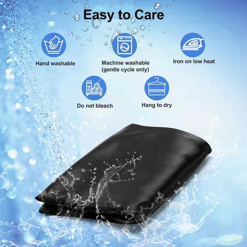 Vista 4 de Paquete de 2 fundas de almohada de satén para almohada cervical Zelimun de contorno, funda de almohada suave con cremallera (negro)