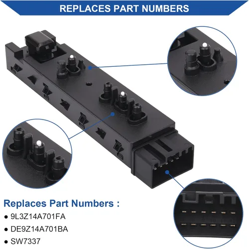 Vista 5 de Obaee Interruptor de Ajuste del Asiento Eléctrico Delantero Derecho del Lado del Pasajero Compatible con Ford 2006-2019, Lincoln 2006-2019, Mercury