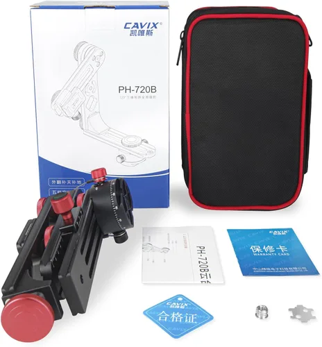 Vista 9 de CAVIX PH-720B Cabeza de cardán compacto con abrazadera QR y placa, rotor de indexación para fotos panorámicas de 360 x 360°