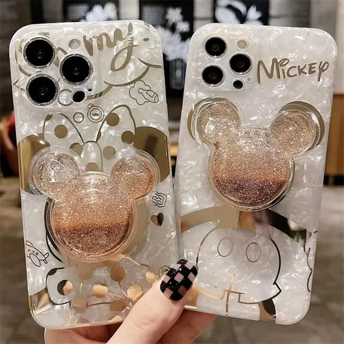 Vista 5 de Hosiss Funda de dibujos animados para iPhone 14 Pro Max de 6.7 pulgadas con protector de pantalla HD, Mickey Mouse con correa de soporte