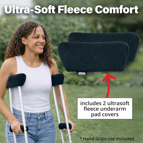 Vista 2 de Almohadillas universales para muletas, Negro clásico, 1