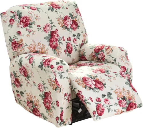 Vista 40 de CRFATOP Funda elástica para sillón reclinable, 4 piezas, fundas impresas para silla reclinable de 1 asiento, colección Fallon, protector de muebles