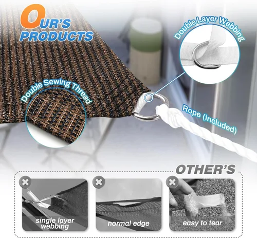 Vista 3 de TANG Toldo de Vela Rectangular de 14'x14', Toldo para Sombra UV, Tela para Sombra, Cubierta para Pérgola, para Patio Exterior, Jardín, Gazebo