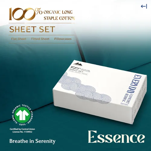 Vista 45 de Mayfair Linen Juego de sábanas de 4 piezas de tejido de percal de 100 % algodón orgánico, suave, refrescante, transpirable y con bolsillo profundo