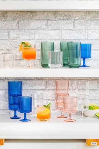 Vista 6 de TarHong Mesa - Vasos de plástico prémium apilables para bebidas y vino, 15 onzas, transparente, juego de 6