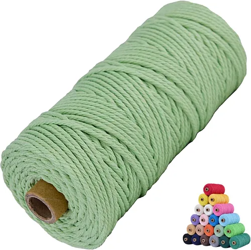 Vista 60 de Cordón de algodón para macramé 3mm x 109 yardas, cuerda de macramé natural color beige, suministros perfectos de algodón para macramé, para hacer