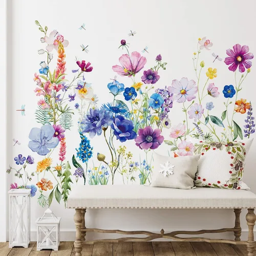Vista 9 de Zonon 6 calcomanías de pared de flores, calcomanías para despegar y pegar