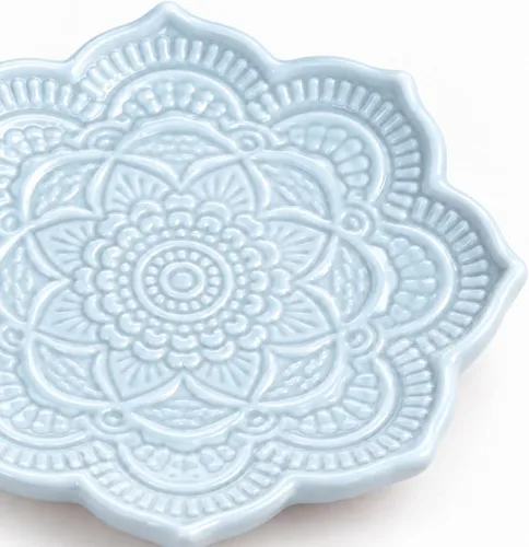 Vista 4 de PUDDING CABIN Plato para anillos de mandala azul, regalo de cumpleaños para amiga mujer mujeres madres niñas