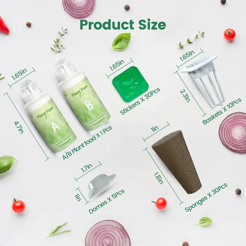 LETPOT Kit de cápsulas de semillas de 77 piezas, kit cuadrado para cultivo hidropónico, con 2 alimentos vegetales de nutrientes A & B y 30 esponjas,