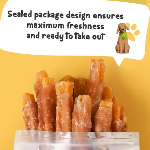 Vista 4 de ASMPET Golosinas masticables para perros, tiras de batata envueltas en pollo, aperitivos para perros sin gluten y granos para recompensas