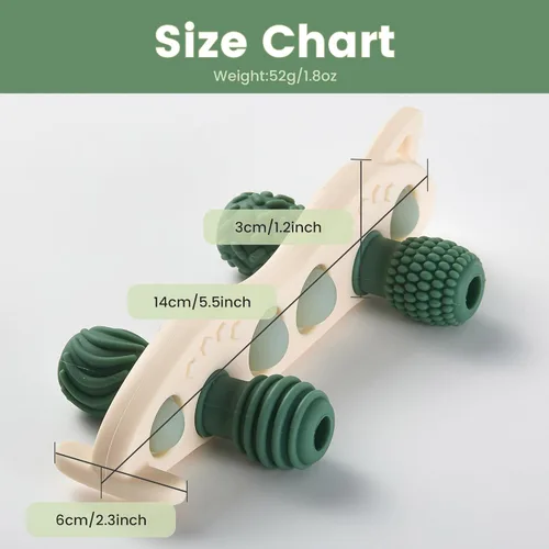 Vista 7 de Juguetes de dentición para bebés, mordedor de silicona para bebé, sin BPA, juguete sensorial masticable (verde)