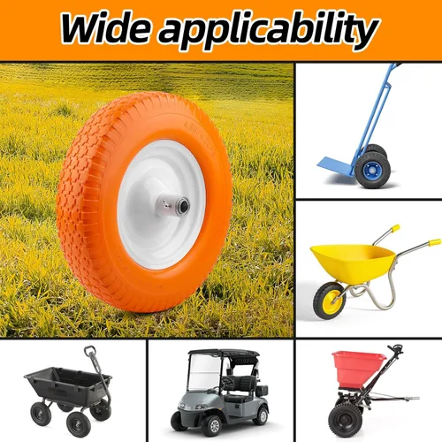 Vista 6 de Neumático de carretilla sin plano 4.80/4.00-8 – Rueda de repuesto de goma sólida de ajuste universal – Neumático nunca plano con montaje de rueda