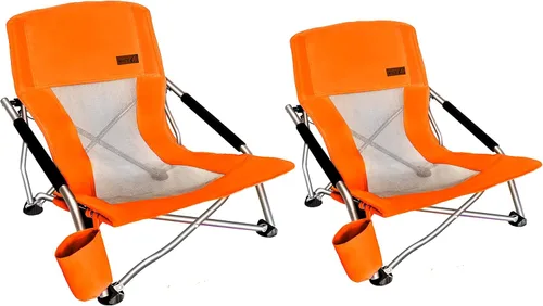 Vista 7 de Nice C Silla plegable baja para playa o campamento, ultraligera, con portavasos y bolsa de transporte compacta y resistente, para exteriores