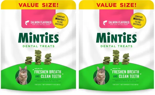 Vista 8 de Golosinas dentales Minties para gatos, golosinas con sabor a pollo para gatos, refresca el aliento y controla el sarro, 30 onzas