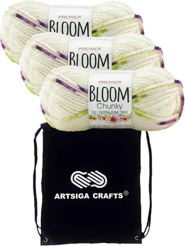 Vista 20 de Premier Yarns Bloom Chunky Hydrangea 1114-01 (6 madejas, el mismo lote de tinte) - Hilo acrílico grueso y voluminoso #5 para ganchillo y tejer