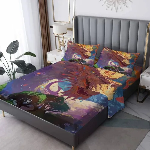 Vista 10 de Juego de sábanas abstractas tamaño individual, sábanas de microfibra suave, bolsillo profundo, sábanas y fundas de almohada estampadas sin arrugas