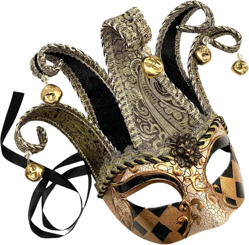 Máscara unisex para hombre, Mardi Gras, vintage, arlequines, mascarada, Jolly Jester, cosplay, baile, cumpleaños, carnaval