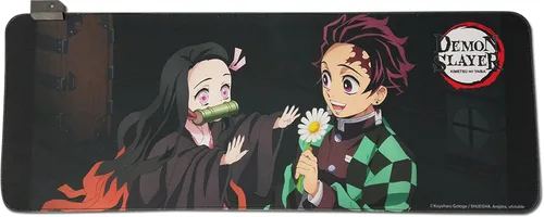 Demon Slayer - Alfombrilla de mouse RGB Tanjiro Kamado y Nezuko Kamado