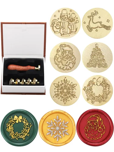 Vista 12 de Yoption Juego de sellos de cera de 6 piezas, sé nuestro invitado, estrella, corazón, kit de sellos de sellado de plantas con mango de madera