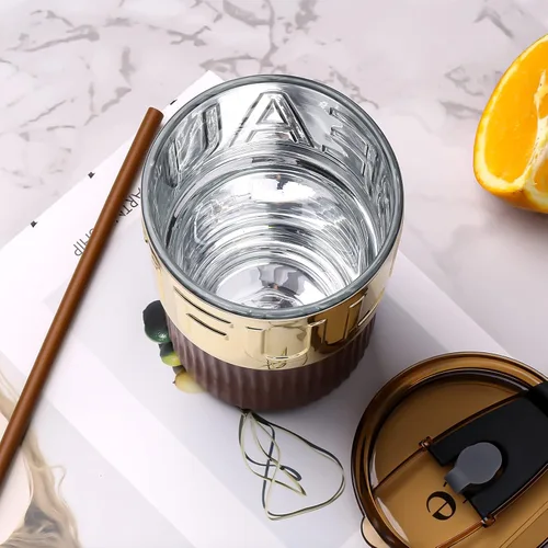 Vista 7 de Dingfeng Vasos de vidrio con tapas y popotes, tazas de café helado de 13 onzas 13.5 fl oz con tapas, vaso de vidrio con popote y tapa