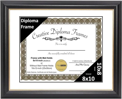 Vista 34 de Creative Picture Frames Marco de diploma Rockefeller de 6 x 8 pulgadas, color negro con borde dorado, muestra un certificado de 6 x 8 pulgadas u