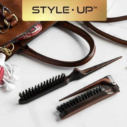Vista 4 de Olivia Garden Style-Up - Cepillo para el cabello, diseño plegable con cola para un corte preciso