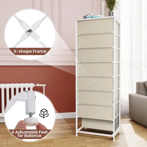 Vista 5 de Crestlive Products Cómoda Alta, Torre de Almacenamiento de Tela de 8 Cajones, Cajoneras - Unidad Organizadora Vertical para Dormitorio, Pasillo