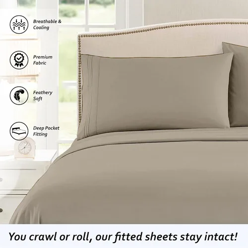 Vista 80 de Juego de sábanas para autocaravana tamaño individual (39 x 75) – 100% algodón egipcio, suave y refrescante, sábana bajera de 16 pulgadas