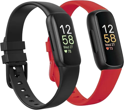 Vista 12 de 2 Pack Waterproof Bands Compatible with Fitbit inspire 3 Bands for Women Men, Classic Soft Sports Replacement Wristbands for Women Men