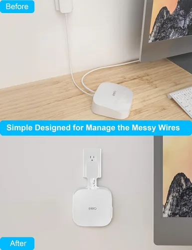 Vista 6 de COOLWUFAN Soporte de montaje en pared para sistema WiFi casero eero Pro 6 o eero Pro 6E, simple y resistente, soporte de montaje en pared para eero