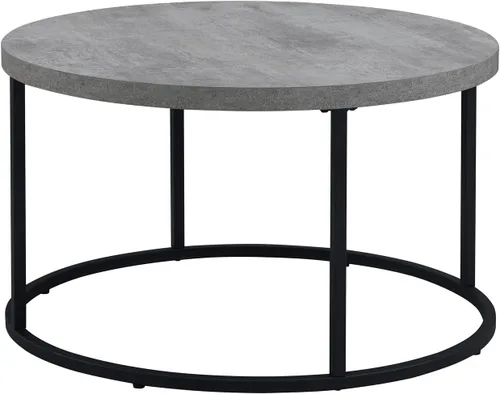Vista 16 de CENSI Mesa auxiliar redonda de 31.5 pulgadas, moderna mesa central industrial de madera de roble natural para sala de estar, patas de metal