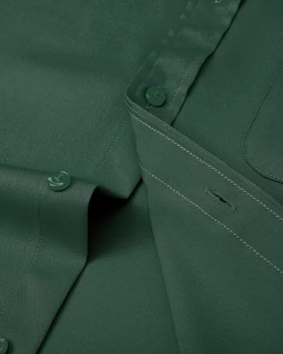 Vista 5 de J.VER Camisas de vestir con puños franceses para hombre, ajuste regular Verde militar