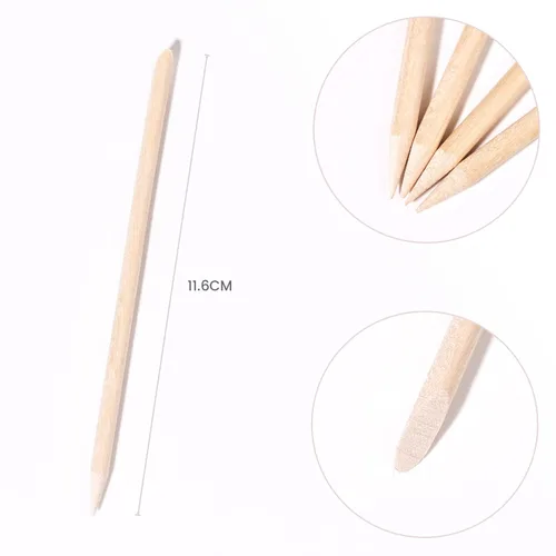 Vista 3 de 5 palitos naranjas para uñas de madera, empujadores de cutículas, manicura, pedicura, cuidado de uñas, herramienta de recogedor de diamantes