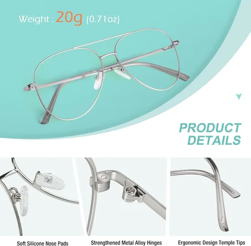 Vista 3 de GQUEEN Gafas transparentes falsas sin receta para lentes de sol, marco rectangular, 201512