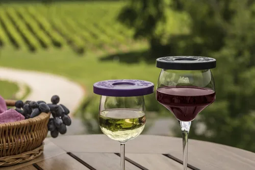 Vista 7 de (R Tuscan Juego de 6 cubiertas para copas de vino en hermosos colores terrosos para proteger tu copa de vino de insectos e insectos