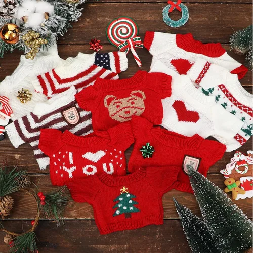 Vista 7 de Bencailor 10 piezas de ropa de muñeca de oso suéter de Navidad, accesorios de ropa para traje de oso de invierno, Navidad, fiesta de cumpleaños