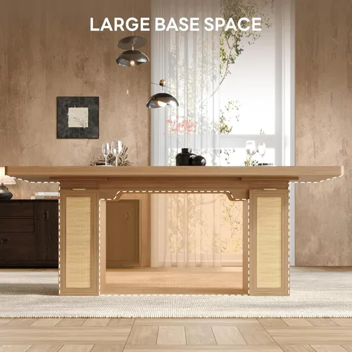 Vista 8 de LIKIMIO Mesa de comedor de granja de 78.7 pulgadas para 6-8 personas, parte superior de madera extra gruesa con 2 cajones de almacenamiento Blanco