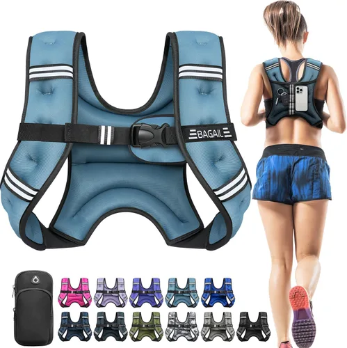 Vista 38 de BAGAIL Chaleco con peso de 5, 8, 10, 12, 15, 20, 25, 30 lbs, para caminar y perder peso, reflectante, con bolsa para teléfono, para mujeres