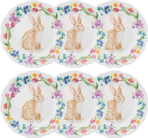 Vista 13 de UP UPware - Juego de 6 platos de ensalada de melamina con la bandera estadounidense para risotto, pasta y ensalada, sin BPA, aptos