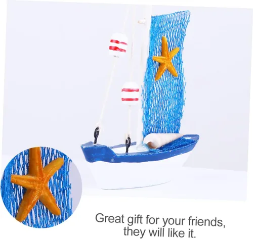 Vista 8 de NUOBESTY 4 piezas de mini velero de madera, modelo de barco de vela en miniatura, barcos náuticos, decoraciones para playa náutica, playa, costera
