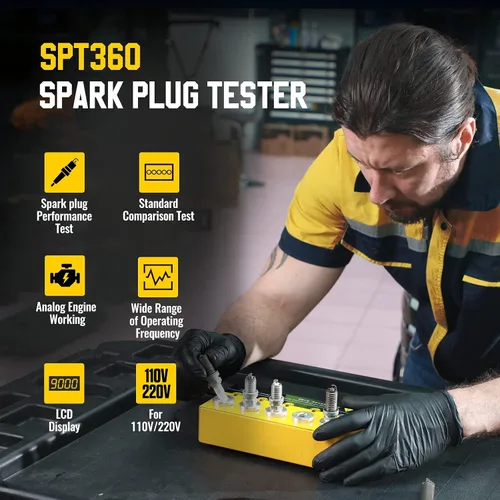 Vista 10 de Probador de bujías de coche, herramientas de encendido, escáner de diagnóstico con detector ajustable de 5 agujeros, analizador de enchufe