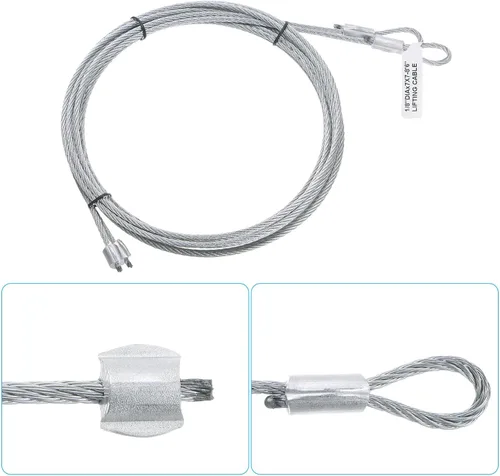 Vista 3 de uxcell 2 cables de 8.6 pies para puerta de garaje de 0.118 in de diámetro, cable de alambre de resorte de torsión para puerta de garaje de 7 pies