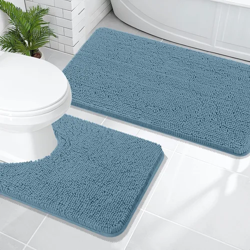 Vista 14 de OLANLY Juego de 2 alfombras de baño de felpilla suave y absorbente, antideslizantes, de secado rápido, lavables a máquina, accesorios de decoración
