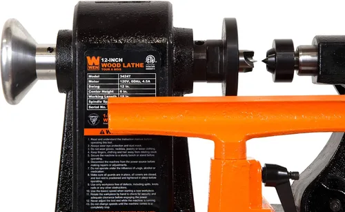 Vista 6 de WEN LA3424 - Torno de madera de sobremesa de 5 velocidades de 4.5 amperios, 12 x 18 pulgadas